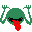 an alien sticking out its tongue